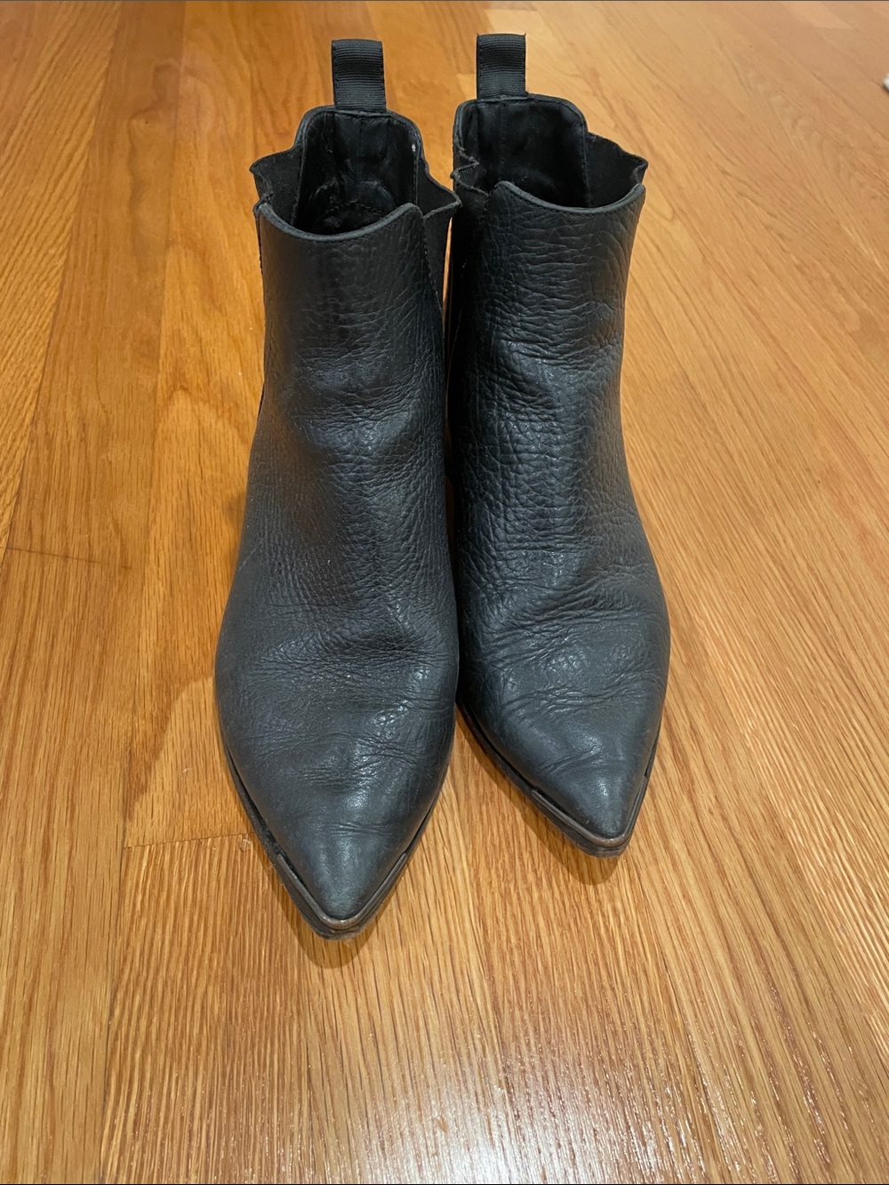 Acne Studios pointed toe black leather boots